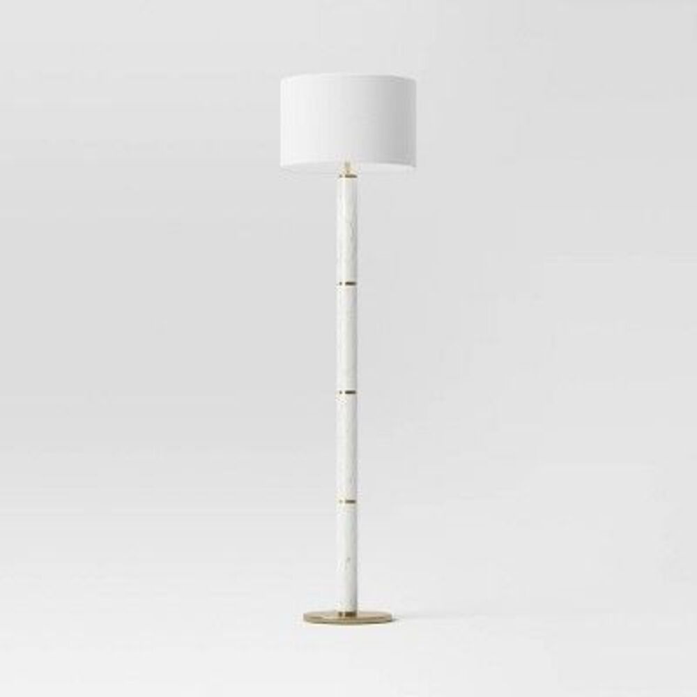 Open Box - Threshold -  Faux Marble Stick Floor Lamp Modern Stan White